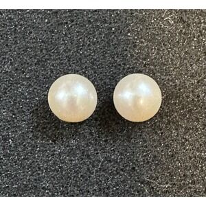 Genuine Cultured Pearl Stud Earrings 9.5mm 14k Gold